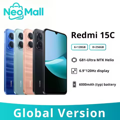Gobal Version Xiaomi Redmi 15C Smartphone 6.9" MediaTek Helio G81-Ultra CPU 6000mAh Battery 50MP Cam