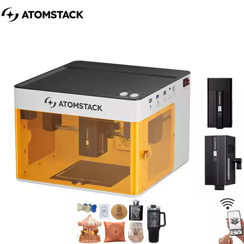 Atomstack P1 5W Diode 1.2W Infrared Dual Laser Mini Wifi For Dog Tags Paper Leather Wood Stone Logo 