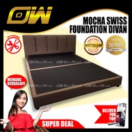[ FREE 1 X RM99 KING KOIL PILLOW ]  Queen Size - Mocha Swiss Foundation Divan / Leather Divan / Solid Divan Bed / Bedframe Katil / Hotel Bed / Katil Bed Frame