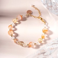 聚寶盆紅兔毛黃水晶白水晶14K包金手鍊 禮物