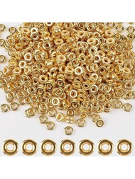 100/200/300/400/500/1000 Piezas De Cuentas Espaciadoras Redondas Planas Doradas De 6 Mm Sueltas, Moda Para Hacer Pulseras, Collares Y Aretes Diy, Pequeños Suministros De Artesanía Para Hacer Joyería Comercial