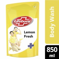 lifeboy sabun mandi cair lemon fresh kuning refill 850ml