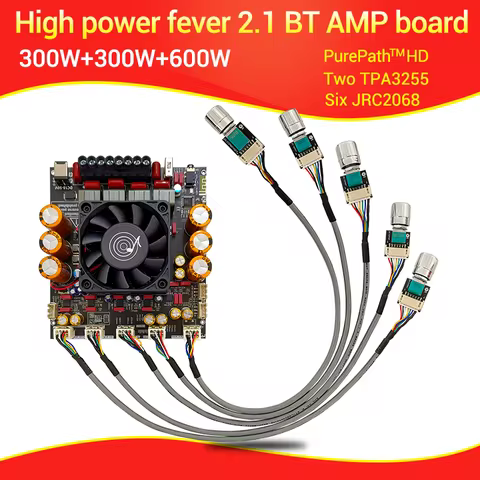 ZK-AS21P 2.1 Channel Power Audio Stereo Amplifier Board Bass AMP 300W+300W+600W Fever High Power Amp