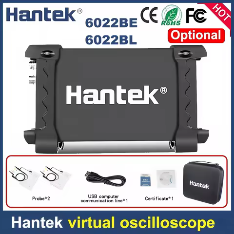 Hantek Portable PC USB digital Oscilloscope 2-Channels 6022BE 20MHz 48MSa/s 6022BL + 16-Channels Log