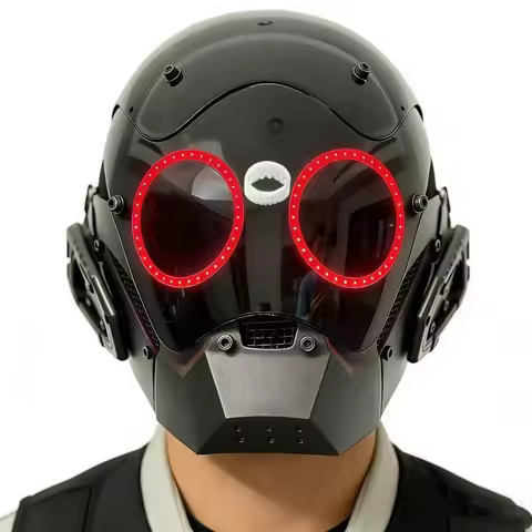 Cyberpunk Commander luminous LED helmet, COS mechanical armor, technology bar gathering leader mask,