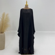 20 Colors Summer Butterfly Batwing Satin Shiny Abaya Dubai Luxury Islam Muslim Maxi Kaftan Dress Keb