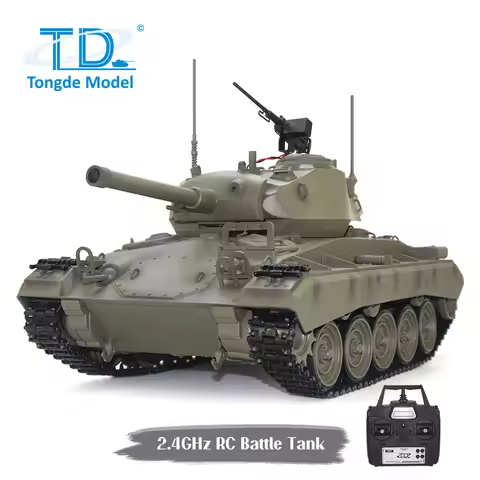 1/16 Tongde M24 Chaffee RC Tank Light Electric 320° Infrared Barrel Recoil Infantry Fighting Vehicle