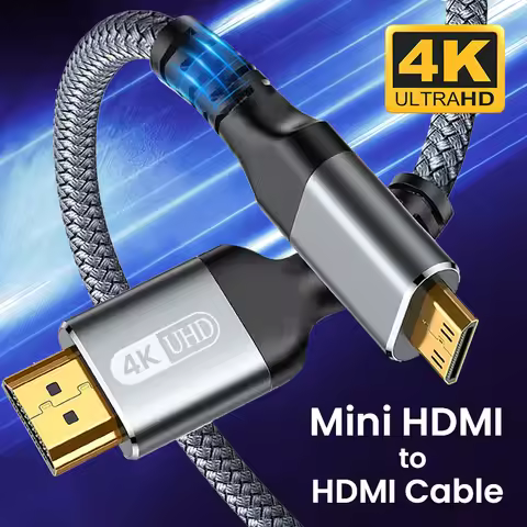 Mini HDMI to HDMI Cable HDMI to Mini HDMI 4K 60Hz High Speed HDMI 2.0 Aluminum Shell Braided Cord Co