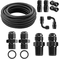 AN6 6AN Automatic Transmission Cooler Lines Kit with fittings For 4L60E 4L65E - Black Nylon Braided 