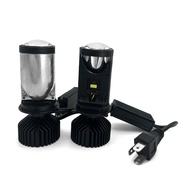 2PCS Car LED Projector Headlight H4 Dual Light Lens Fisheye Bulb Hi Lo Beam Mini Motorcycle Headlamp