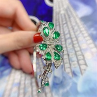 8 囍 Jewelry 18k Gold 2.7ct Emerald Bracelet Fine Craftsmanship Fresh Green Light Feel Excellent Zamb