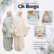 Hanna Mirae Telekung Cik Bunga Travel Ironless Sejuk Ringan Tak Jarang Free Beg dan Alas Sujud