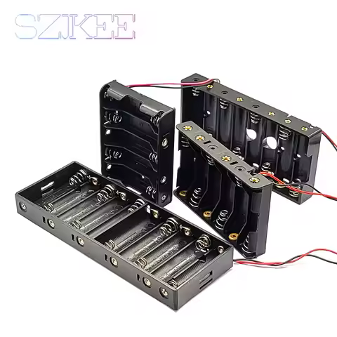 AA Battery Holder AA Battery Storage Case 5/6/8/10 Slot AA Battery Box Case With Cable Series Connec