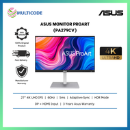 ASUS Monitor ProArt Display PA279CV 27" 4K UHD IPS Eye Care (100% SRGB, USB Hub + USB-C, DisplayPort, HDMI )