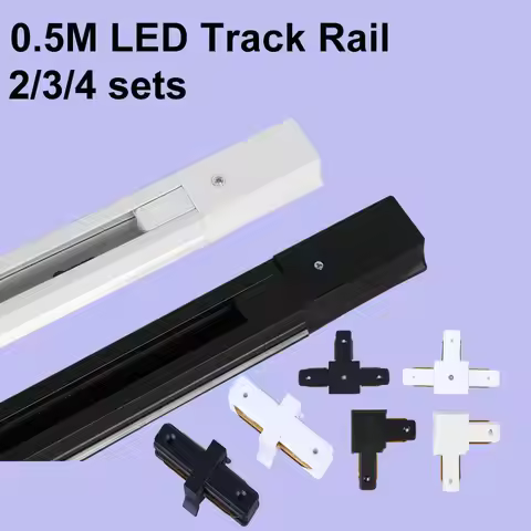 Led Track Light Rail 2 Wires Track Rail Fitting Aluminum 0.5M 1M Rails Jointer I Connector T For Sto