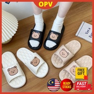OPV R.STOCK Head Cute Bear Female Male Couple Thick Sole Indoor Slippers 2022 Tik Tok 42 43 44 45 Ye