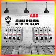 ABB MCB SH201 1POLE 4.5kA  6A / 10A / 16A / 20A / 32A  [Ready Stock] SIRIM FAMILY