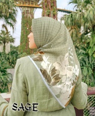 Hijab Segiempat Motif Warna Hijau Sage/Green Sage Series
