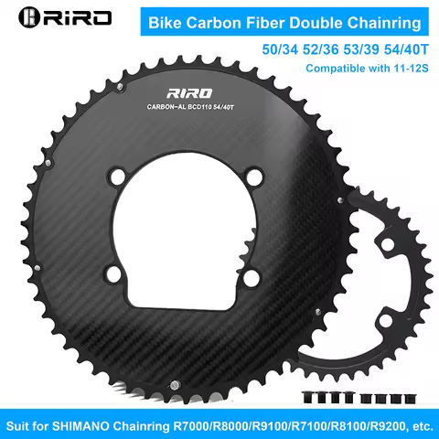 Riro Carbon 110Bcd Chainring Carbon Road Bike Chainring 50-34T 52-36T 53-39T 54-40T for R7100 R8100 