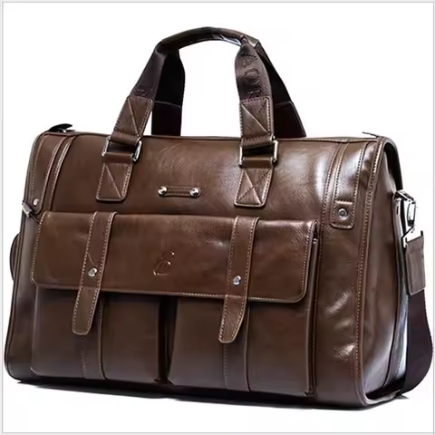 2024 New Luxury Leather Business Men's Briefcase Male Shoulder Bag Brand Men Messenger Bag Travel Co