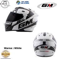 Helm Full Face Gm Race Pro ZR650 Motif White Black FullFace Original