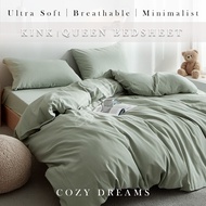 900TC Cozy Olive Green Bedsheet Soft Breathable Softened Cotton Minimal Style