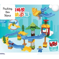 [TM55]Mainan Marble Run / Balok Susun Partikel Besar Rail Kereta  / Balok Duplo