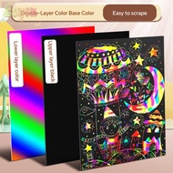 ECYOU 10PCS Scratch Painting Toys, DIY Night Scene Rainbow Scratch Paper, High Quality 4K/8K/16K/32K
