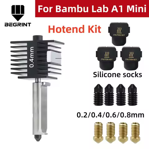 For Bambu Lab A1 mini Hotend Kit with 0.2/0.4/0.6/0.8mm Hardened steel Nozzle For A1 Replace Hotend