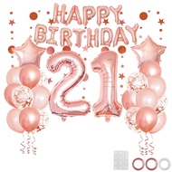41pcs Rose Gold Mixed Balloons 21st 12th Birthday Party Decorations Twelfth 21 12 Years Old Happy Bi