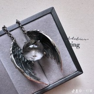 黑銀鈦天使之翼銀項鍊