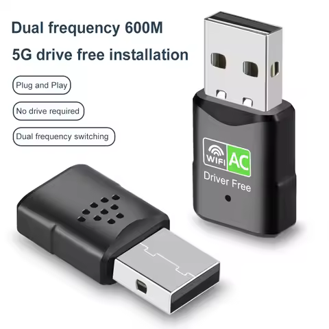 600M USB Wireless Network Card Free Drive Dual Band WiFi Receiver Plug and Play Compatible with Wind