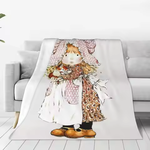 Sarah Kay With Cat Knitted Blankets Flannel Ultra-Soft Throw Blanket for Bed Bedspread