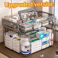 Transparent Medicine Box Double-Layer Storage Household Medicine First Aid Kit Large-Capacity Med