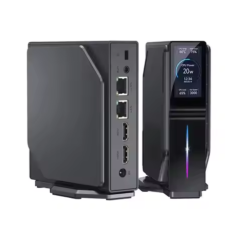 S1 RGB Mini PC M.2 SSD Mini Computer Alder Lake N95 N100 Gaming Computer LCD Screen Vertical Mini To