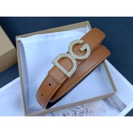 hgReady Stock DG Ladies Classic All-Match Jeans Golden Button 2.5cm Genuine Leather Belt