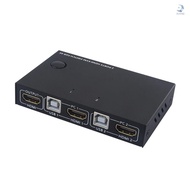 HDMI KVM Switcher 4K 2 in 1 out KVM Switcher Keyboard Mouse USB Shared Display Synchronization Controller