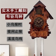 European-Style Pastoral Solid Wood Carving Cuckoo Wall Clock Creative Music Sweet and Sweet Clock Living Room Children's Room Hourly Chiming Clock