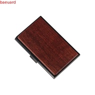 BAEUARD ID Credit Card Holder Women Men Wooden Display Stander Desktop Storage Stainless Steel Cards
