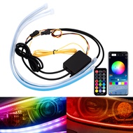 2pcs Mobil Alis Lampu LED DRL Bar Lampu Siang Hari Mobil Remote Control RGB Aliran Turn Sinyal Lampu