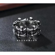 AYW Gothic Cross Ring Embossed Punk Ring Gothic