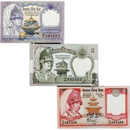 Brand New Micro Yellow Nepal Full Set of 3 Pieces Kingdom Foreign Currency Coins Banknotes Collectio