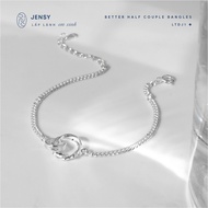 Lắc Tay Đôi Bạc S925 CAO CẤP JENSY "Better Half" LTDJ1. Vòng Tay Đôi Bạc Nam Nữ Tình Yêu