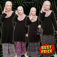 By Melia Design Batik Viral Baju Kurung Plain Murah Cotton Moden Ironless Tak Payah Gosok Ready Stok ALL BLACK
