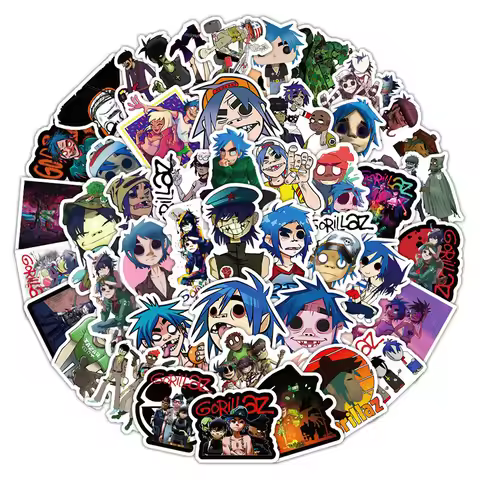 50pcs Gorillaz Graffiti Cartoon Animation Character Luggage Notebook Waterproof Cutting Film Sticker