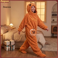 DPA Halloween Pumpkin Onesie - Plush Oversized Adult Pajama Onesie with Shoes | Cozy Cosplay Costume