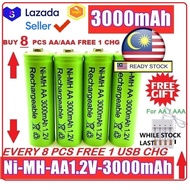 AA 3000mAh AAA 1800mAh 1.2V NiMH Rechargeable Battery Pengecas Bateri Jualan