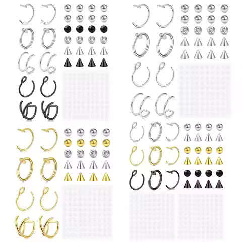 1 Set of Fake Piercings Fake Lip Piercing Fake Lip Ring Fake Nose Ring Hoop Fake Snake Bites Fake Ey
