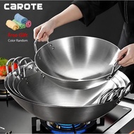 Carote Chovy Stainless Steel Wok Double Ears 30-55Cm Double-handled Non-stick Kitchen Cooking Pot Ku
