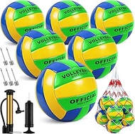 6 Pack Volleyballs Official Size 5, Waterproof Soft Bulk for Indoor Outdoor Beach Pool Water Sand Ga
